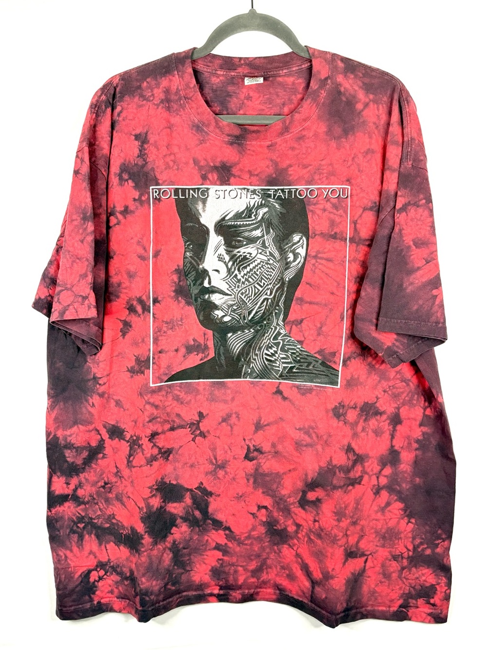 Vintage Rolling Stones Tattoo You Album T Shirt Size 2XL Red Tie Dye Band Promo